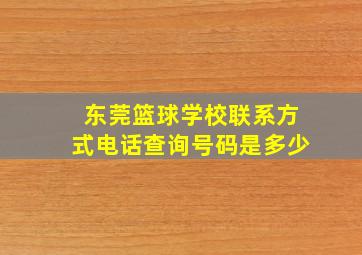 东莞篮球学校联系方式电话查询号码是多少