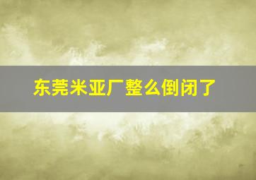 东莞米亚厂整么倒闭了