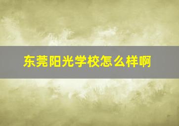 东莞阳光学校怎么样啊