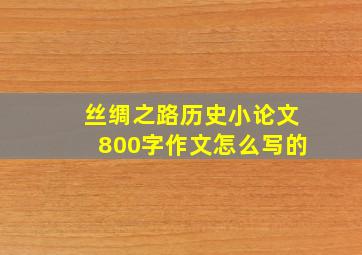 丝绸之路历史小论文800字作文怎么写的