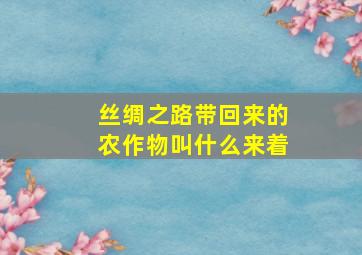 丝绸之路带回来的农作物叫什么来着