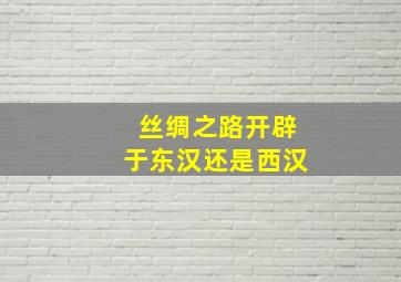 丝绸之路开辟于东汉还是西汉