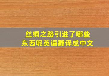 丝绸之路引进了哪些东西呢英语翻译成中文