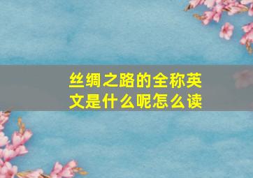 丝绸之路的全称英文是什么呢怎么读