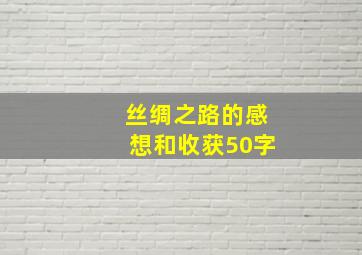 丝绸之路的感想和收获50字