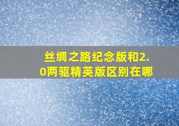 丝绸之路纪念版和2.0两驱精英版区别在哪