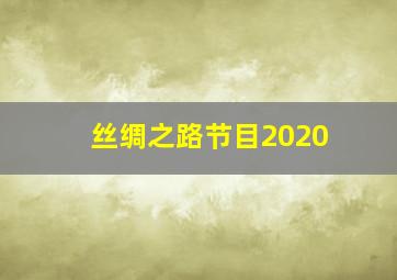 丝绸之路节目2020