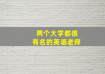 两个大学都很有名的英语老师