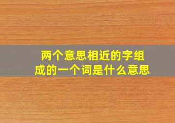 两个意思相近的字组成的一个词是什么意思