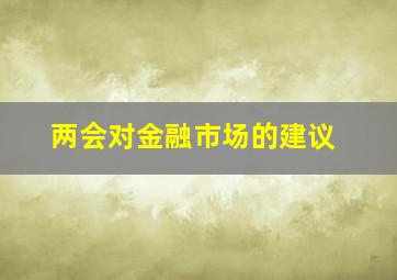 两会对金融市场的建议