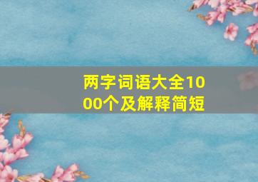 两字词语大全1000个及解释简短