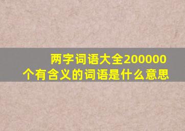 两字词语大全200000个有含义的词语是什么意思