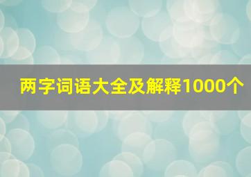 两字词语大全及解释1000个