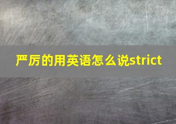 严厉的用英语怎么说strict