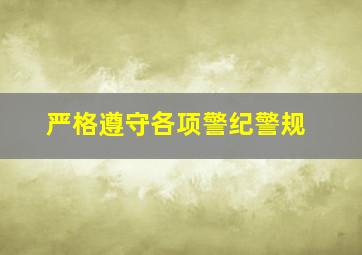 严格遵守各项警纪警规