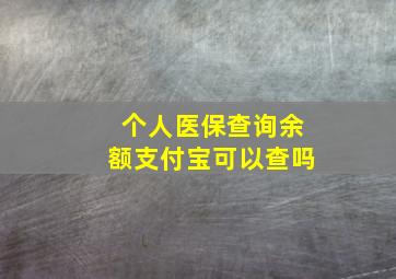 个人医保查询余额支付宝可以查吗