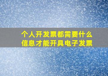 个人开发票都需要什么信息才能开具电子发票