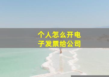 个人怎么开电子发票给公司