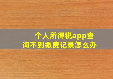 个人所得税app查询不到缴费记录怎么办