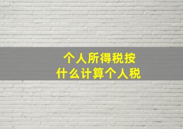 个人所得税按什么计算个人税