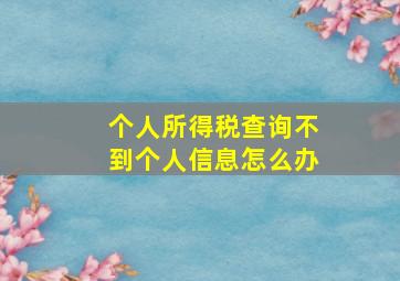 个人所得税查询不到个人信息怎么办