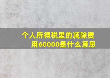 个人所得税里的减除费用60000是什么意思