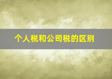 个人税和公司税的区别