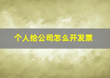 个人给公司怎么开发票