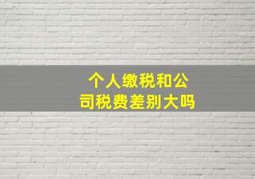 个人缴税和公司税费差别大吗