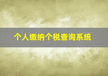 个人缴纳个税查询系统