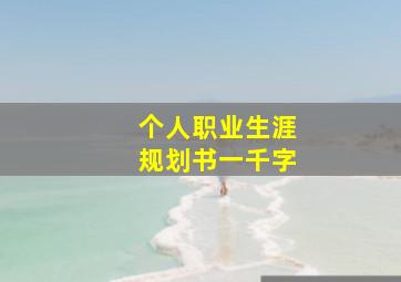 个人职业生涯规划书一千字