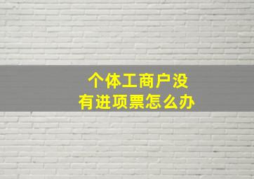 个体工商户没有进项票怎么办