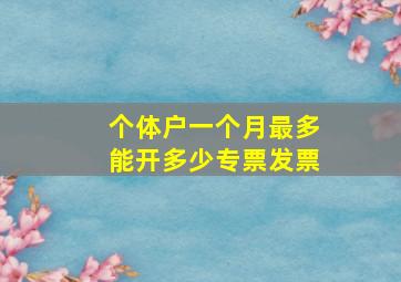 个体户一个月最多能开多少专票发票