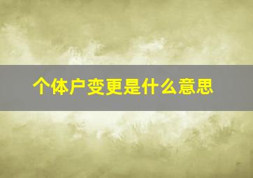 个体户变更是什么意思