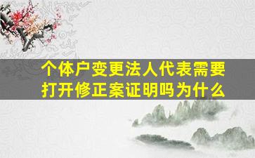 个体户变更法人代表需要打开修正案证明吗为什么