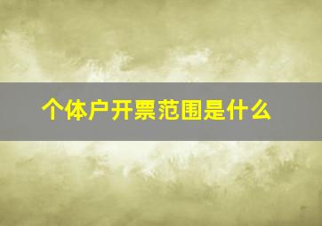 个体户开票范围是什么