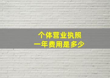 个体营业执照一年费用是多少