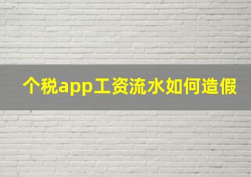 个税app工资流水如何造假