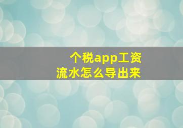 个税app工资流水怎么导出来