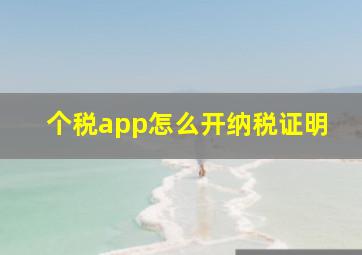 个税app怎么开纳税证明