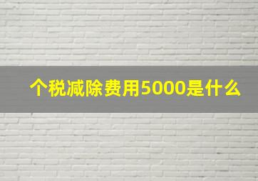 个税减除费用5000是什么