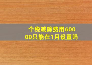 个税减除费用60000只能在1月设置吗