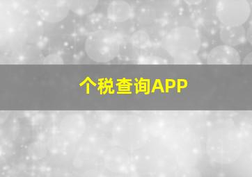 个税查询APP