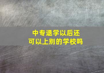 中专退学以后还可以上别的学校吗