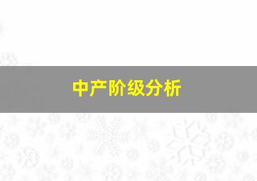 中产阶级分析