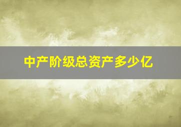 中产阶级总资产多少亿