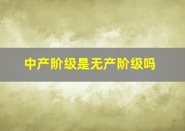 中产阶级是无产阶级吗