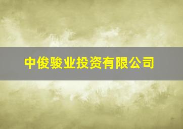 中俊骏业投资有限公司