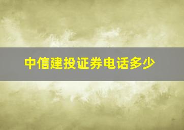 中信建投证券电话多少