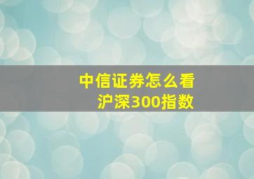 中信证券怎么看沪深300指数